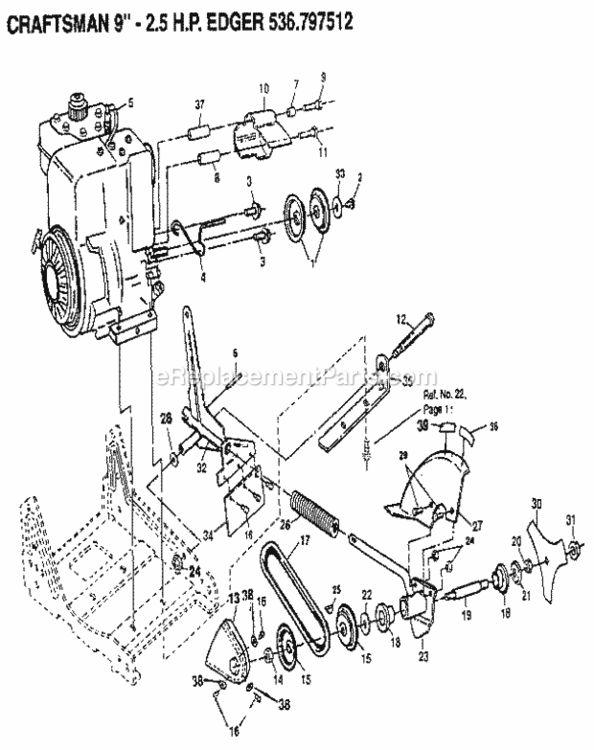 Page B Diagram and Parts List for 536797512  Craftsman Edger