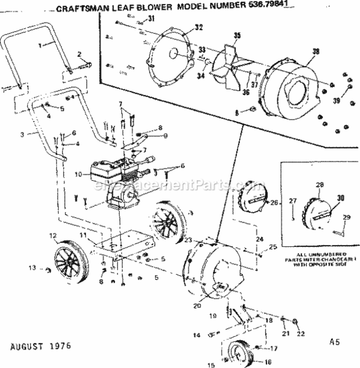 Page A Diagram and Parts List for 53679841  Craftsman Leaf Blower / Vacuum