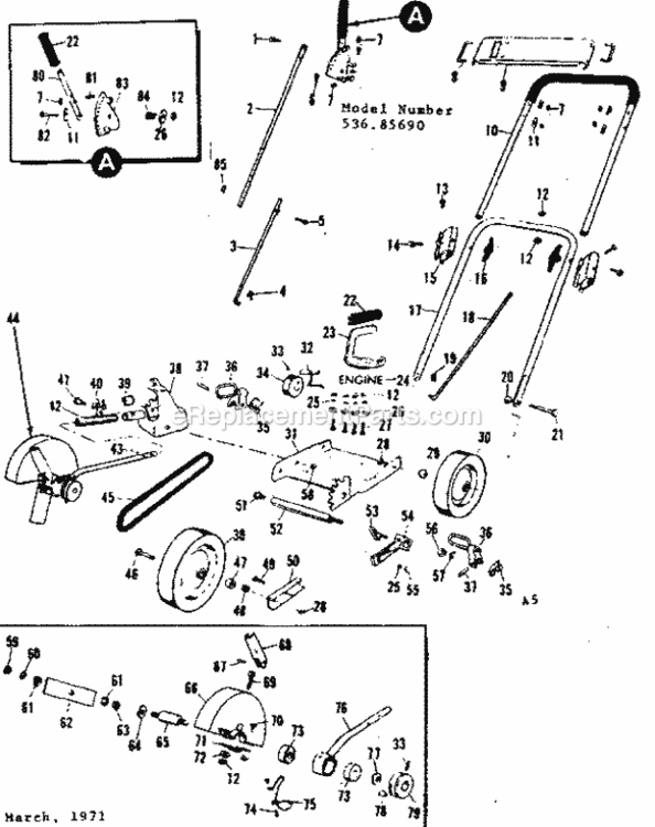 Page A Diagram and Parts List for 53685690  Craftsman Edger