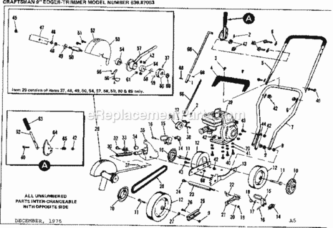 Page A Diagram and Parts List for 53687053  Craftsman Edger