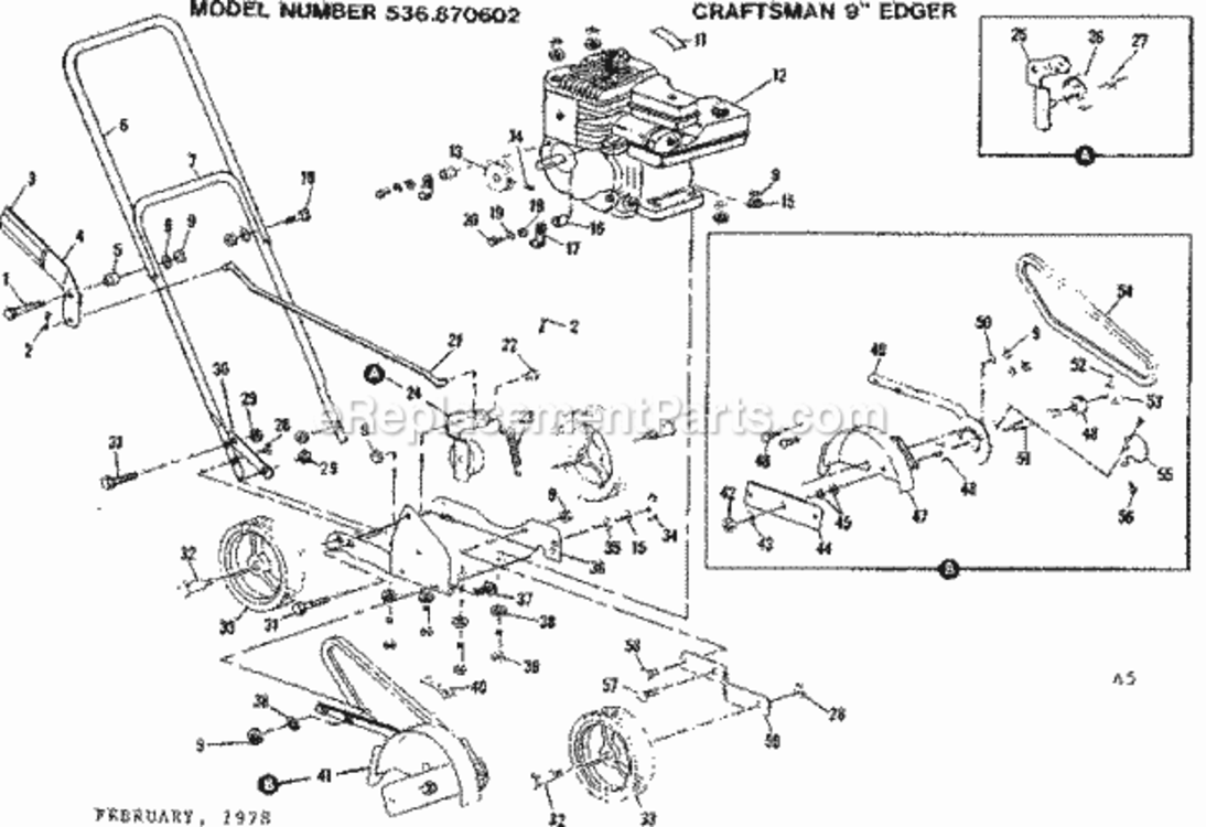 Page A Diagram and Parts List for 536870602  Craftsman Edger