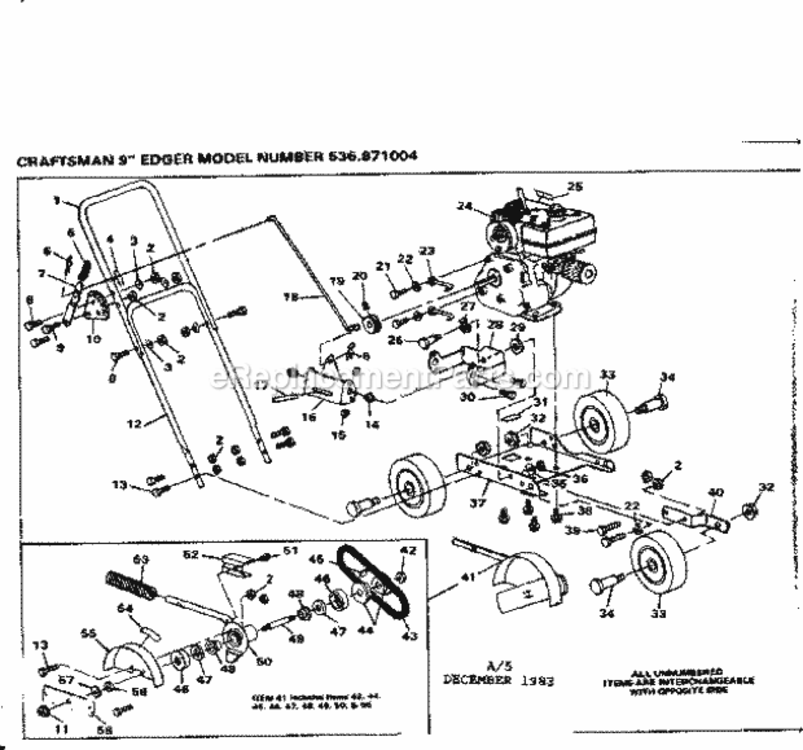 Page A Diagram and Parts List for 536871004  Craftsman Edger