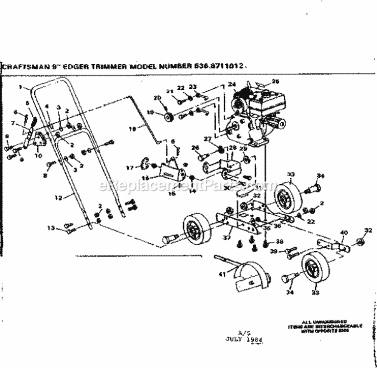 Page A Diagram and Parts List for 5368711012  Craftsman Edger