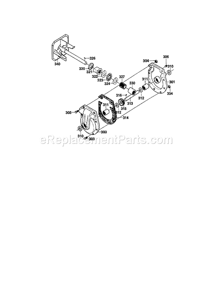 Gearcase Assembly Diagram and Parts List for 536881110  Craftsman Snow Blower