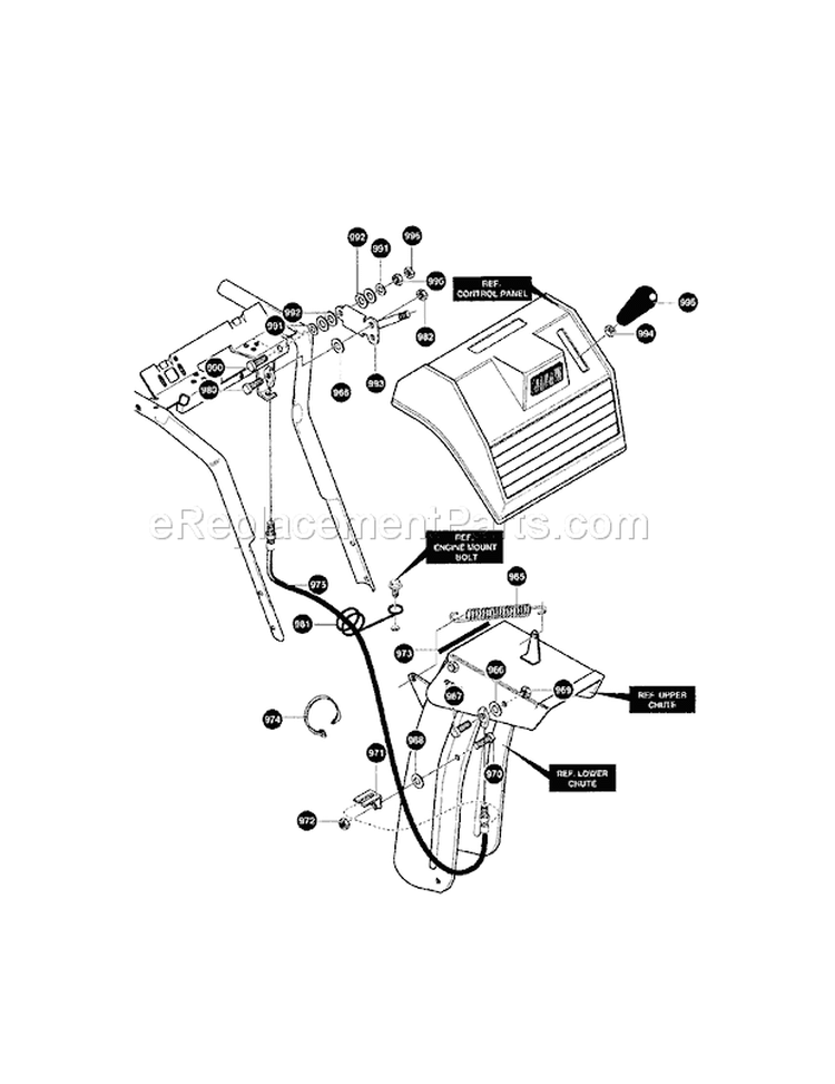 Remote Chute Control Diagram and Parts List for 536881111  Craftsman Snow Blower