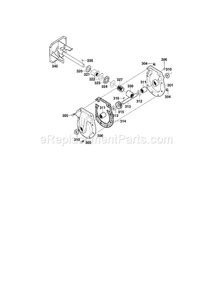 Gear Case Assembly Diagram and Parts List for 536881111  Craftsman Snow Blower