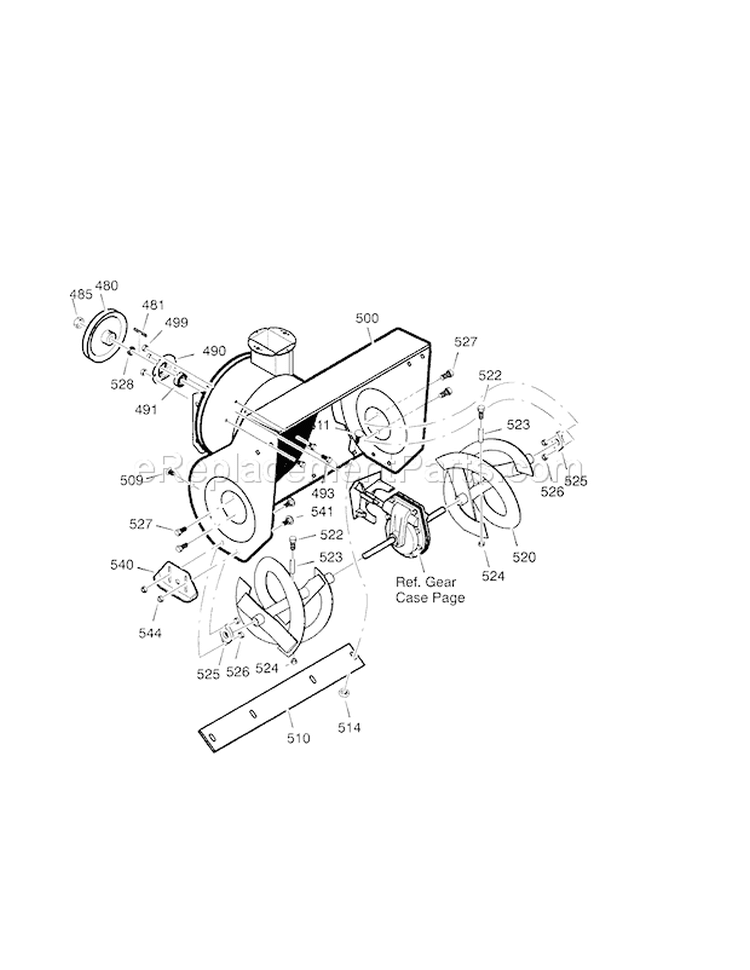 30" 11Hp Auger Housing Diagram and Parts List for 536881112  Craftsman Snow Blower
