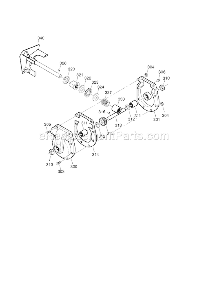 30" 11Hp Gear Case Diagram and Parts List for 536881112  Craftsman Snow Blower