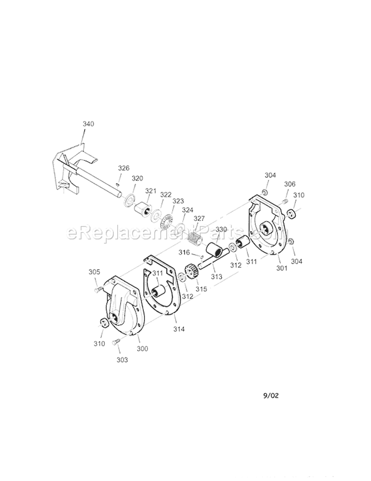 Gear Case Diagram and Parts List for 536881113  Craftsman Snow Blower