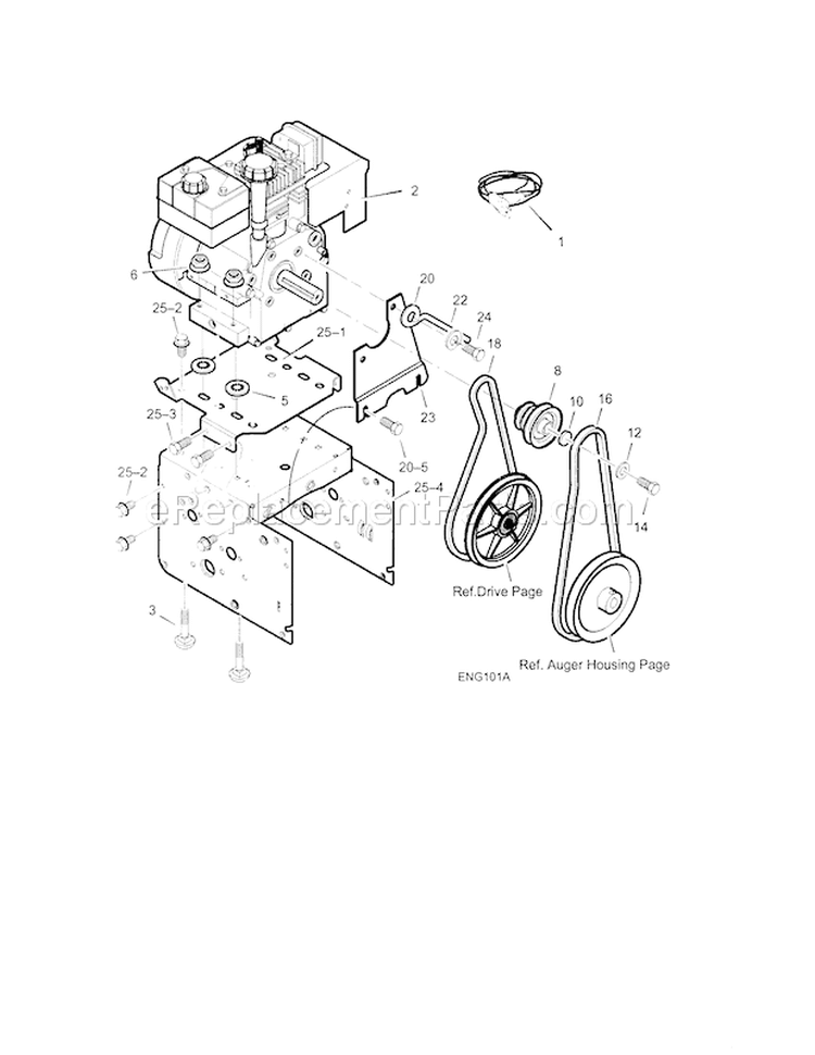 Engine Diagram and Parts List for 536881113  Craftsman Snow Blower