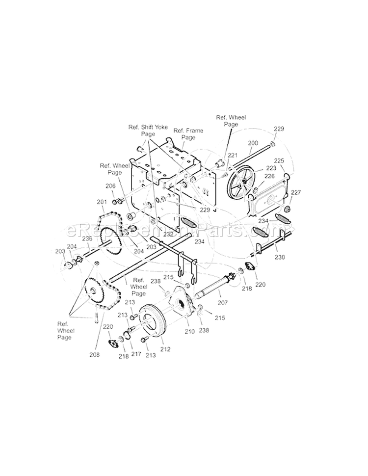 Drive Diagram and Parts List for 536881113  Craftsman Snow Blower