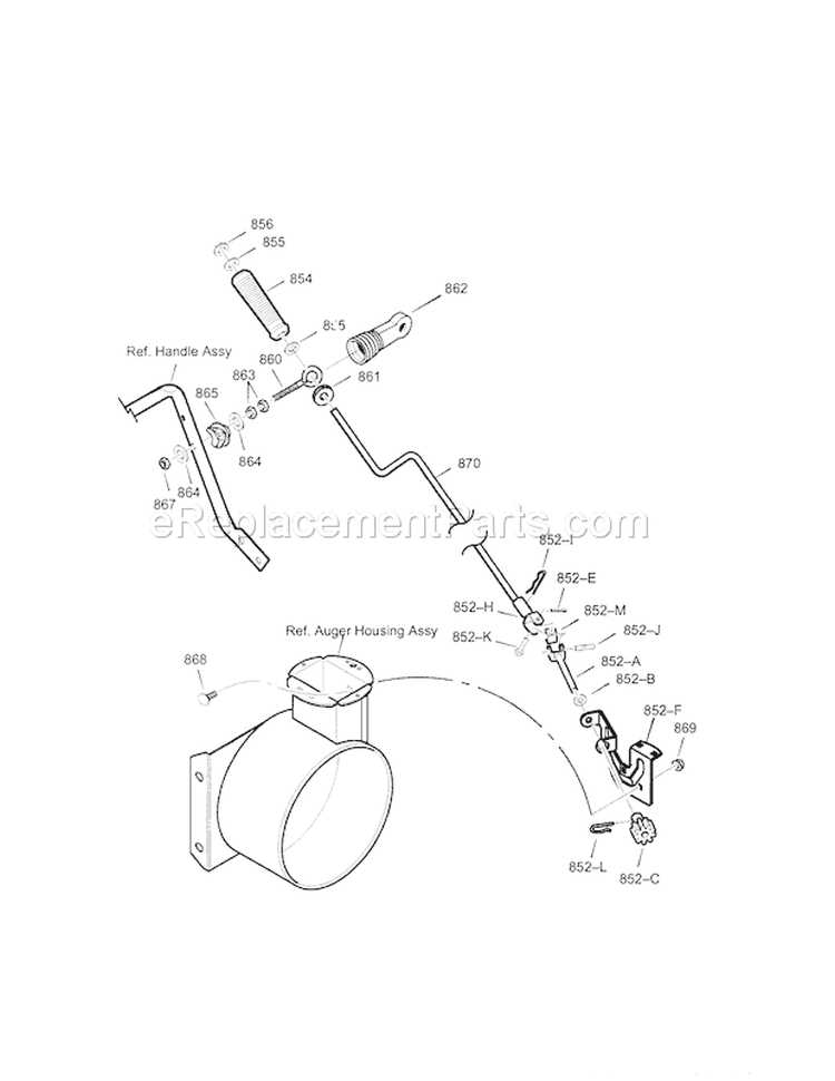 Chute Rod Diagram and Parts List for 536881113  Craftsman Snow Blower