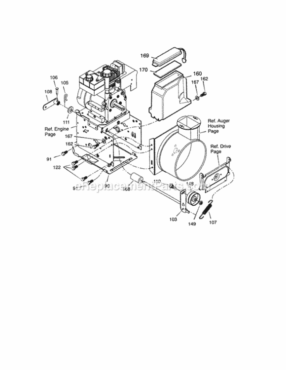 Page C Diagram and Parts List for 536881114  Craftsman Snow Blower