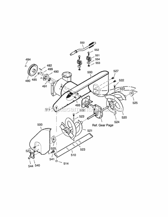 Page E Diagram and Parts List for 536881114  Craftsman Snow Blower