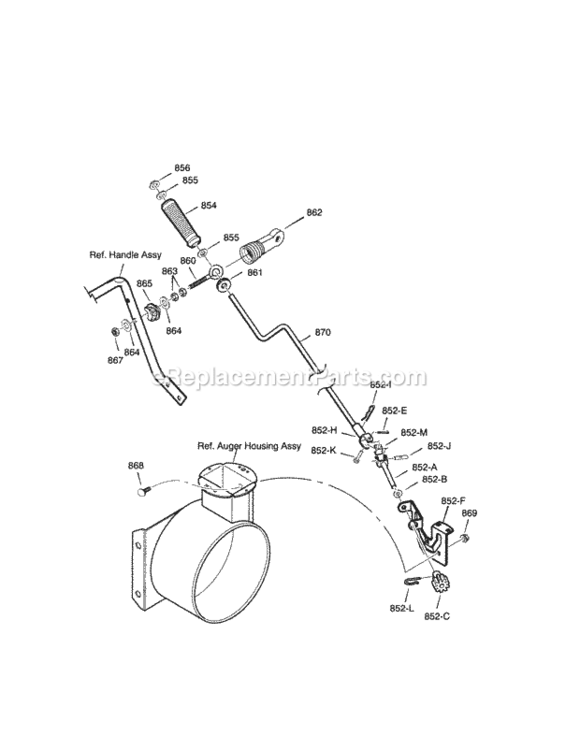 Page H Diagram and Parts List for 536881114  Craftsman Snow Blower