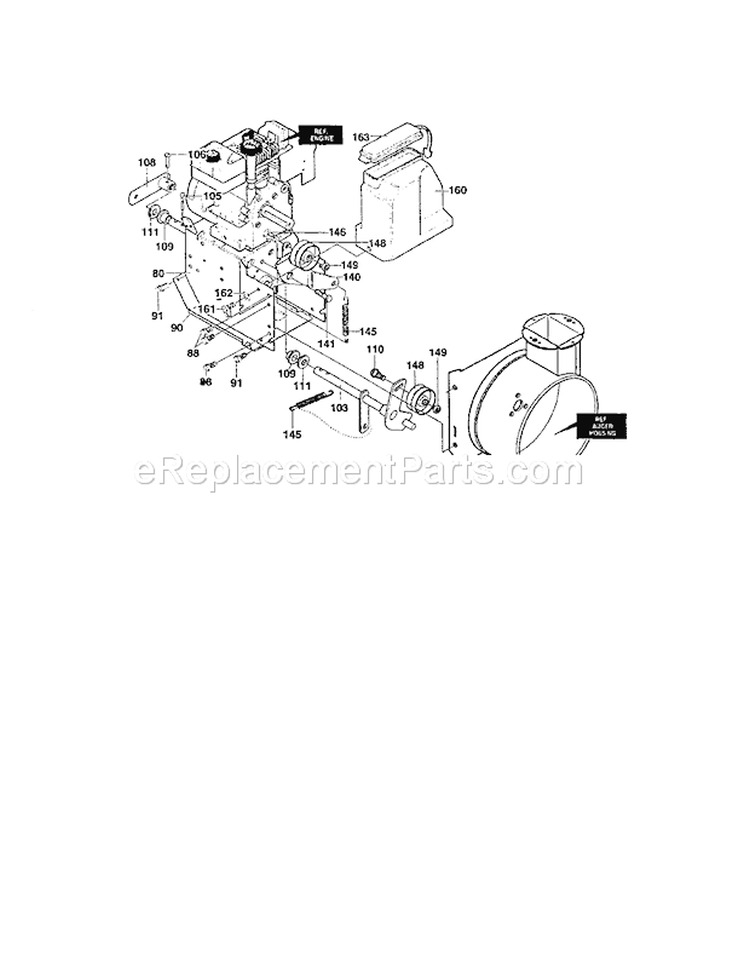 Frame Diagram and Parts List for 536881120  Craftsman Snow Blower