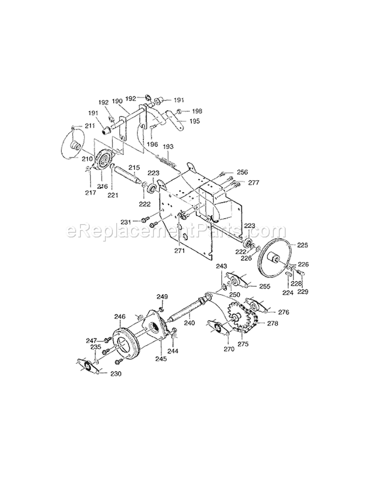 Drive Components Diagram and Parts List for 536881120  Craftsman Snow Blower