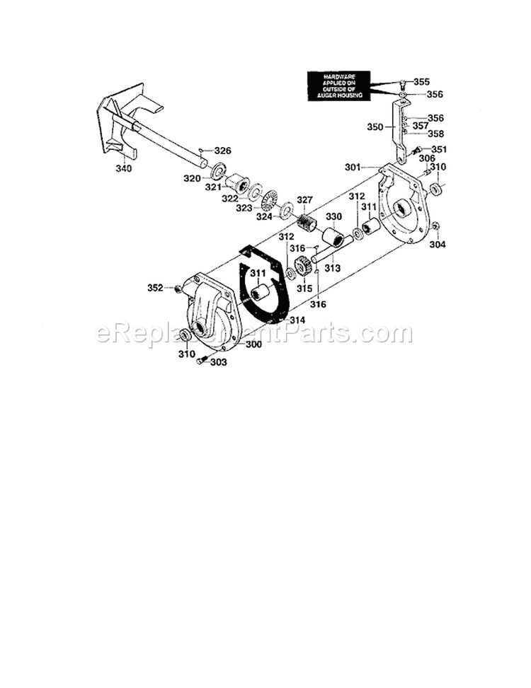Gear Case Diagram and Parts List for 536881120  Craftsman Snow Blower