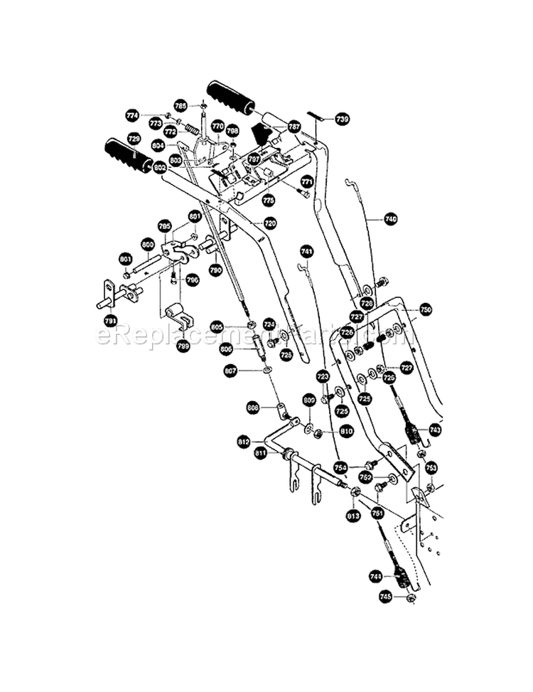 Handle Diagram and Parts List for 536881120  Craftsman Snow Blower