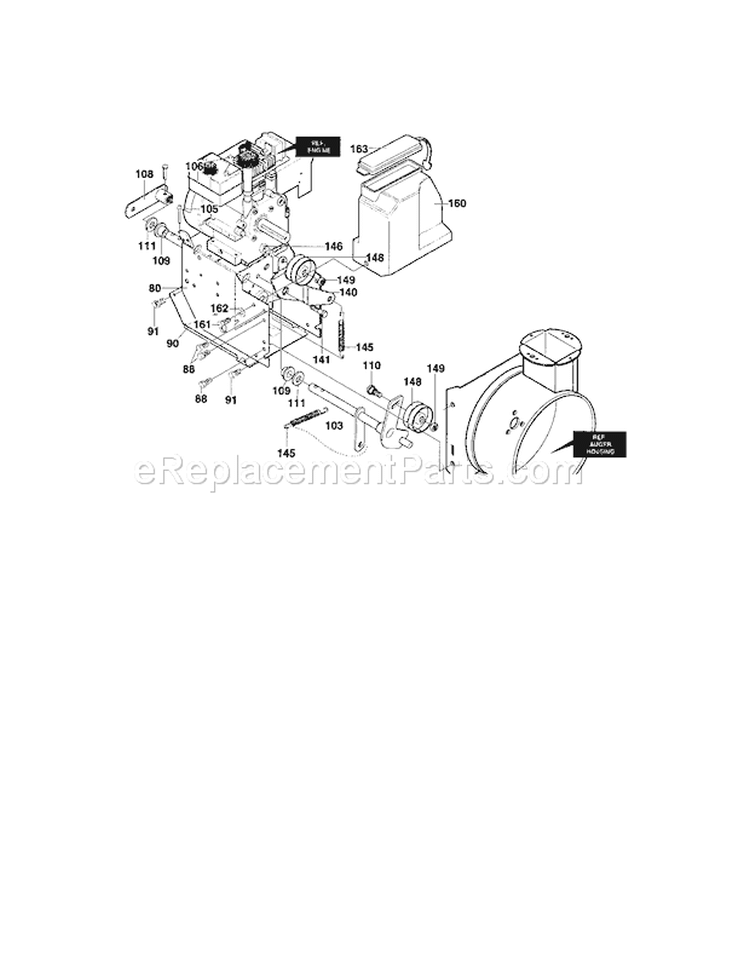 Idler Assembly Diagram and Parts List for 536881121  Craftsman Snow Blower