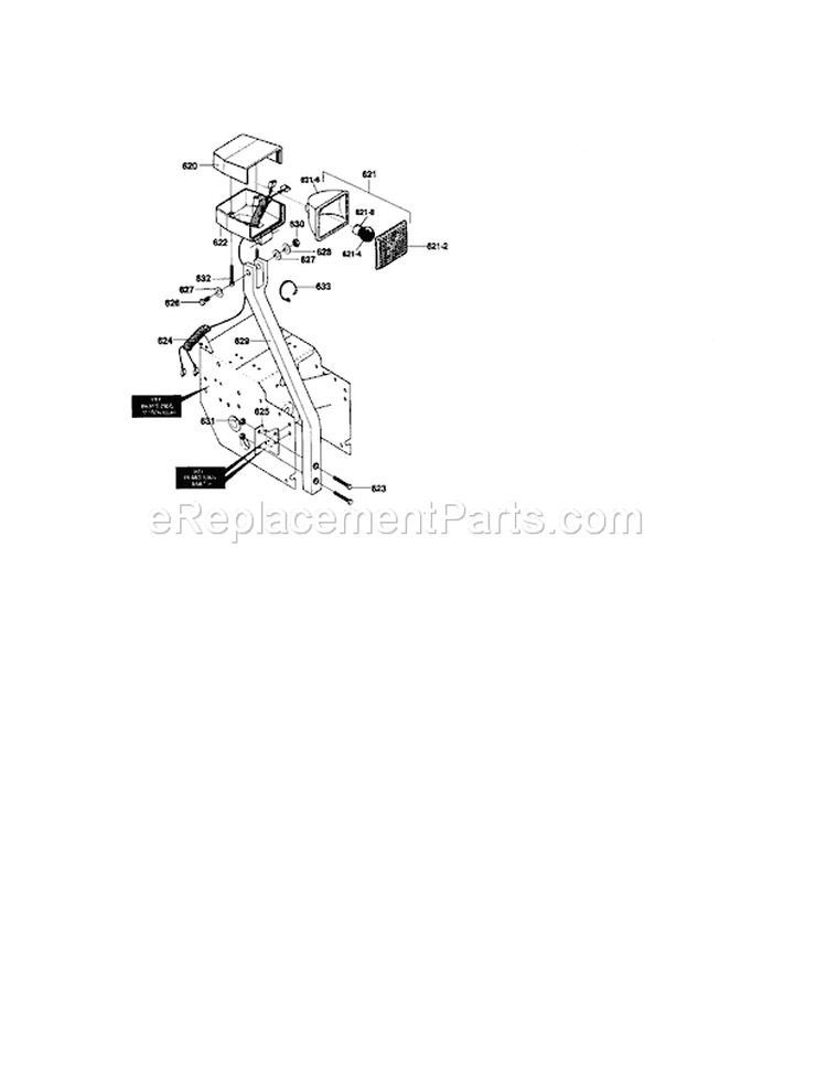 Head Light Assembly Diagram and Parts List for 536881130  Craftsman Snow Blower