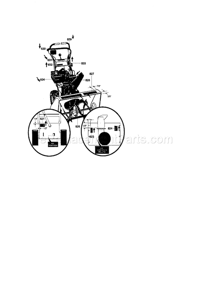 Decals Diagram and Parts List for 536881130  Craftsman Snow Blower