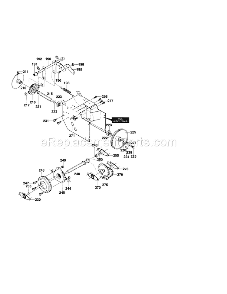 Drive Components Diagram and Parts List for 536881130  Craftsman Snow Blower