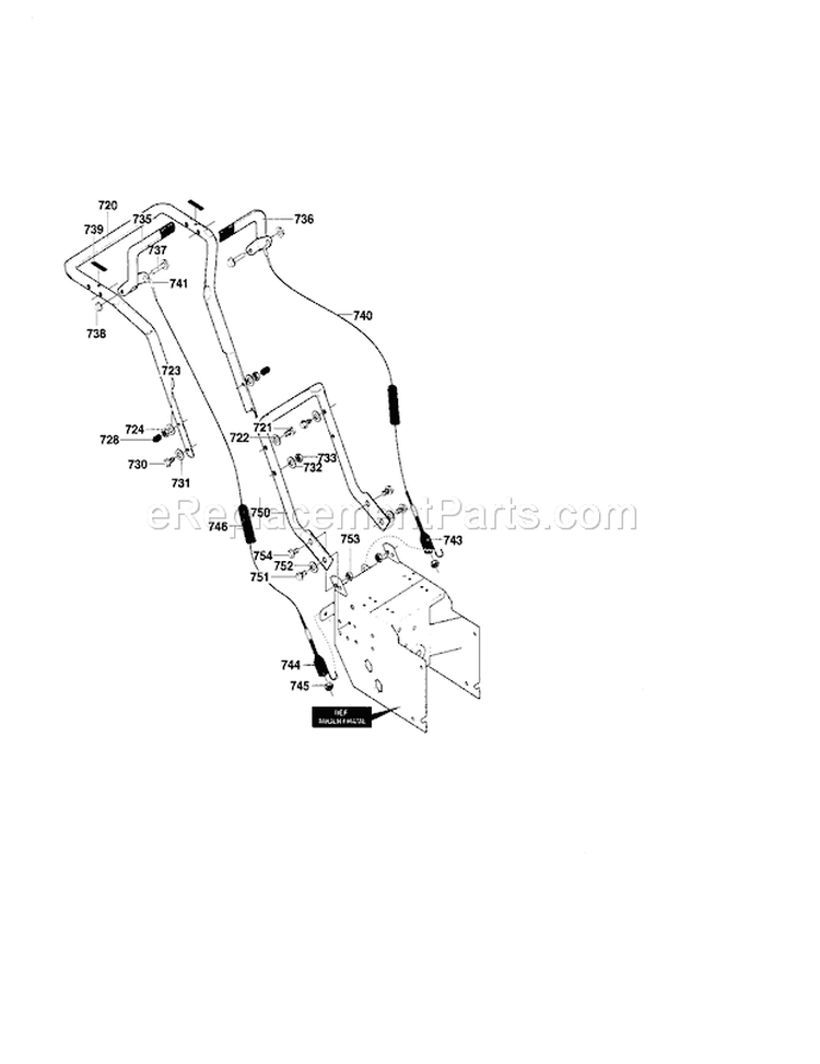 Handle Assembly Diagram and Parts List for 536881130  Craftsman Snow Blower