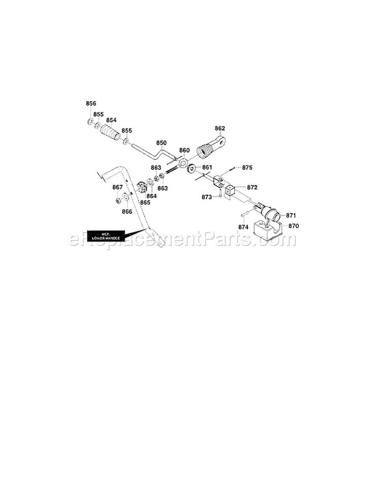 Chute Control Rod Assembly Diagram and Parts List for 536881230  Craftsman Snow Blower