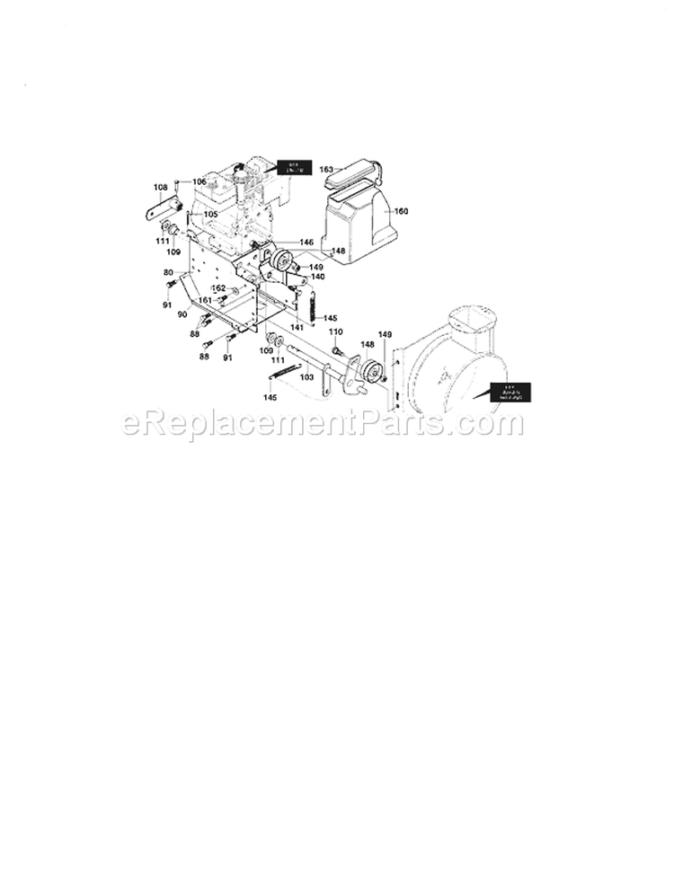 Frame Assembly Diagram and Parts List for 536881230  Craftsman Snow Blower