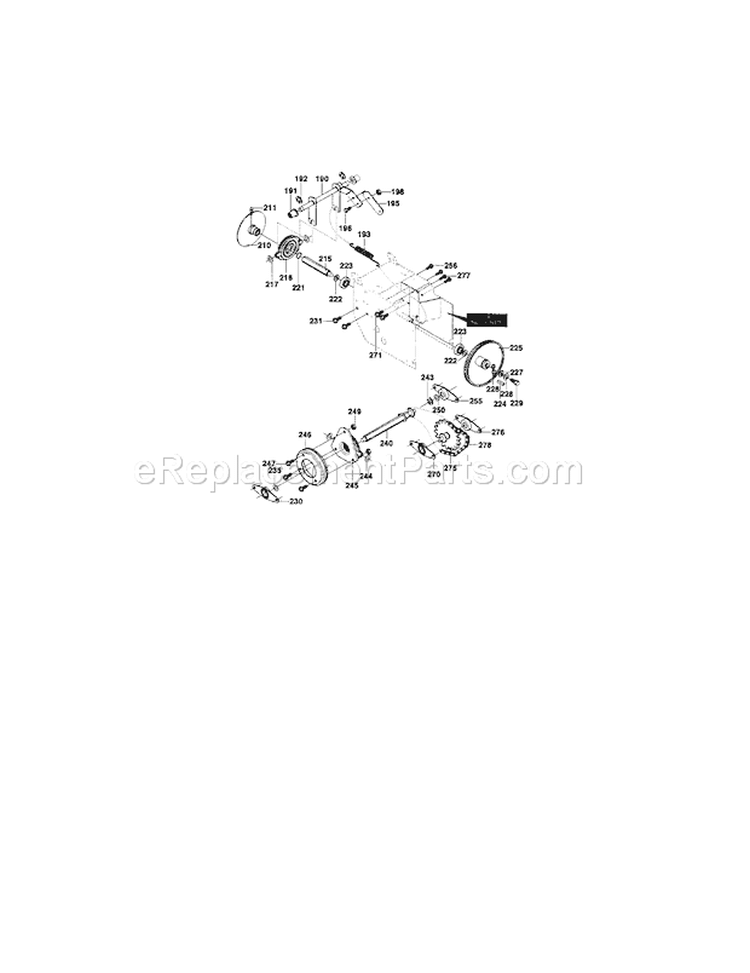 Drive Assembly Diagram and Parts List for 536881230  Craftsman Snow Blower