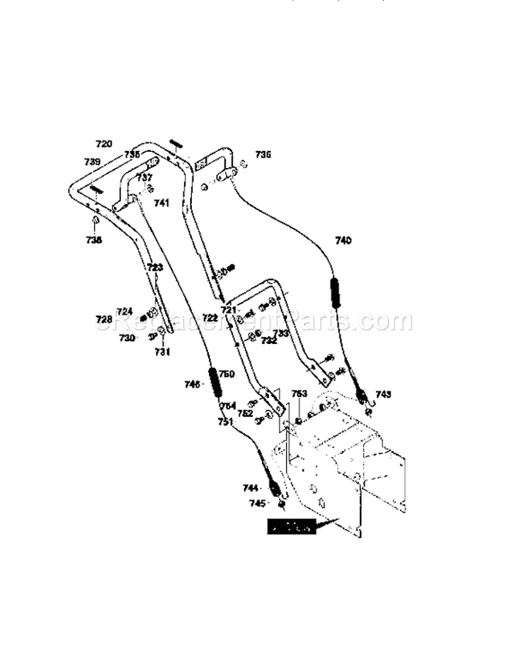 Handle Assembly Diagram and Parts List for 536881260  Craftsman Snow Blower