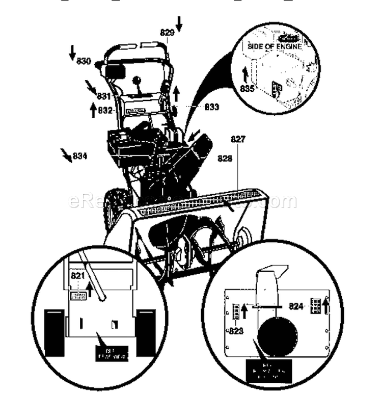 Decals Diagram and Parts List for 536881260  Craftsman Snow Blower