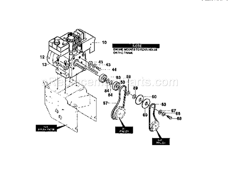 Engine Assembly Diagram and Parts List for 536881260  Craftsman Snow Blower