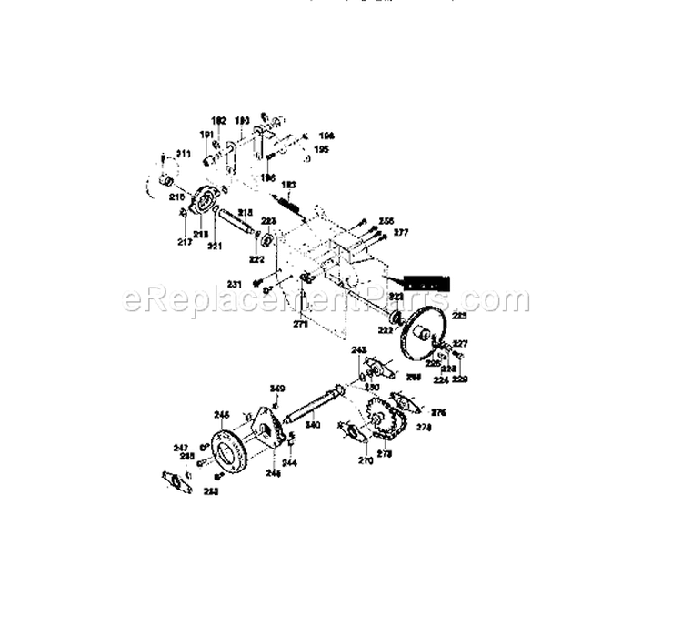 Drive Assembly Diagram and Parts List for 536881260  Craftsman Snow Blower