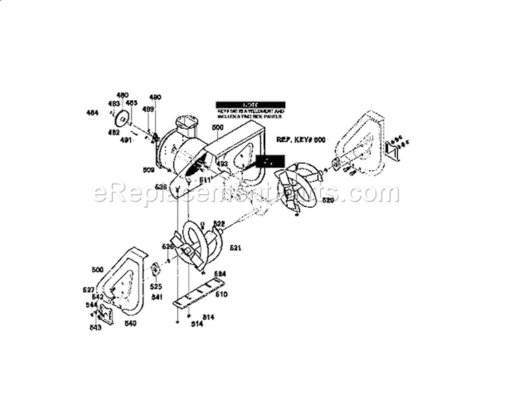 Auger Housing Assembly Diagram and Parts List for 536881260  Craftsman Snow Blower