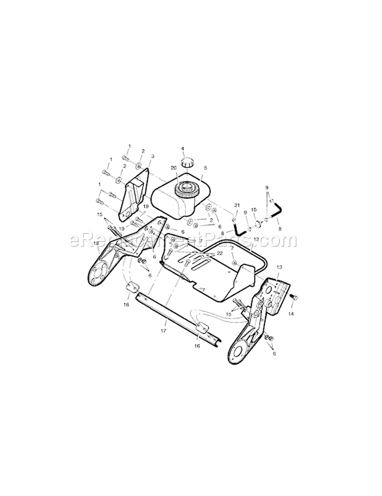 Frame And Fuel Tank Diagram and Parts List for 536881501  Craftsman Snow Blower