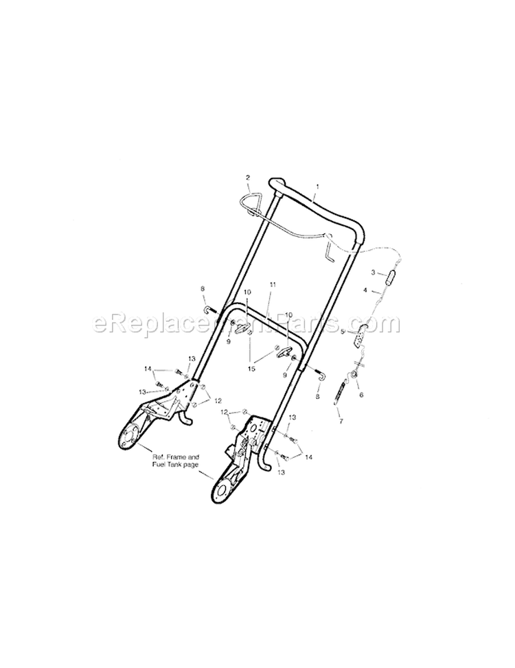 Handle Assembly Diagram and Parts List for 536881501  Craftsman Snow Blower