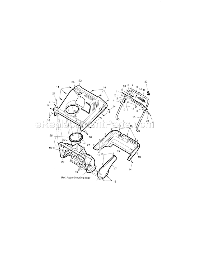 Top Cover Diagram and Parts List for 536881501  Craftsman Snow Blower