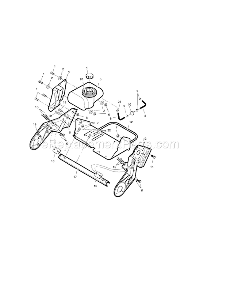 Frame / Fuel Tank Diagram and Parts List for 536881510  Craftsman Snow Blower