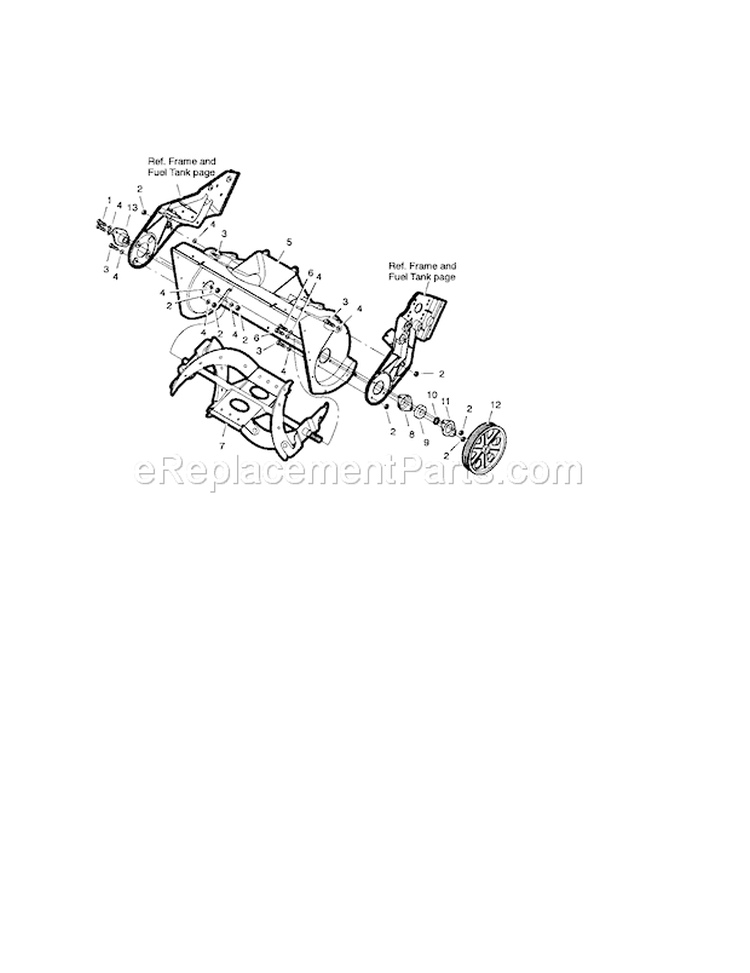 Auger Housing Diagram and Parts List for 536881510  Craftsman Snow Blower