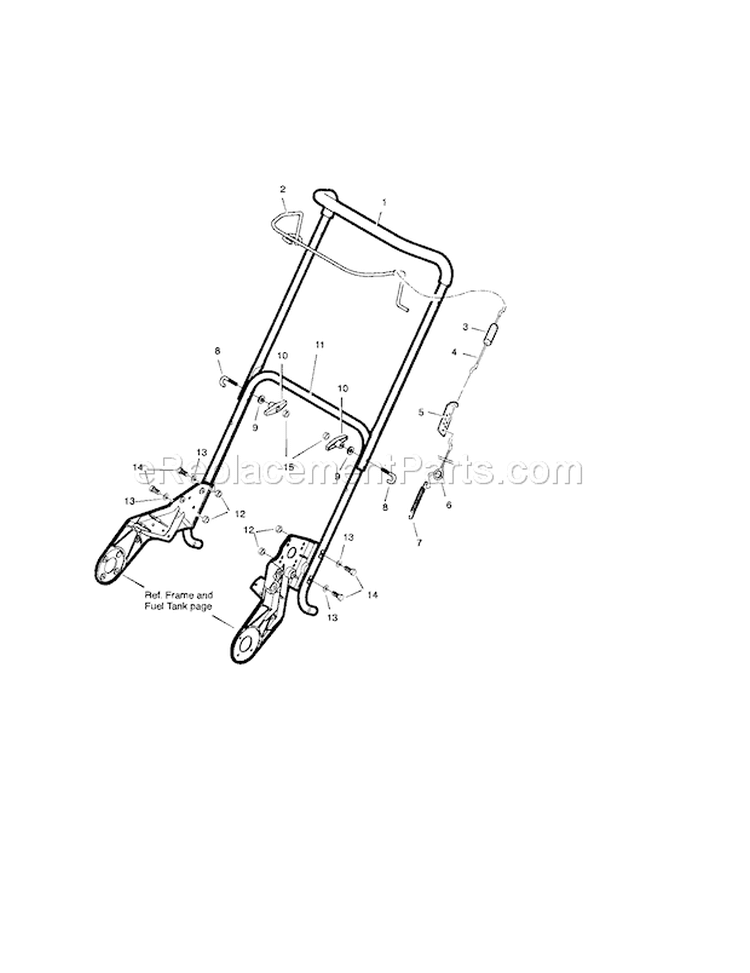 Handle Diagram and Parts List for 536881510  Craftsman Snow Blower