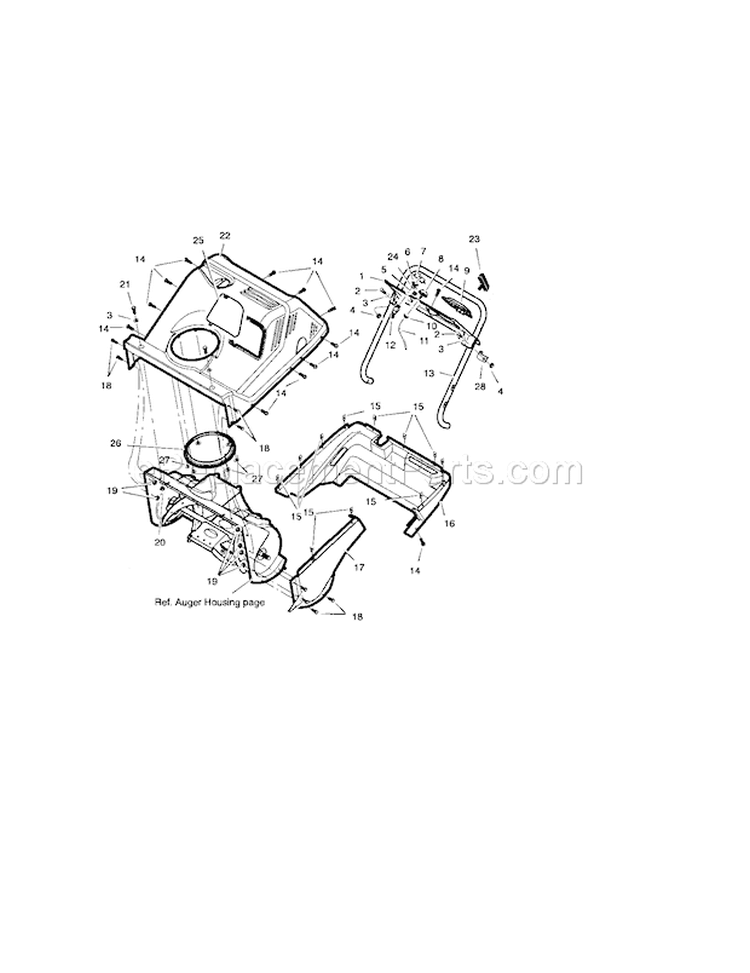 Top Cover Diagram and Parts List for 536881510  Craftsman Snow Blower