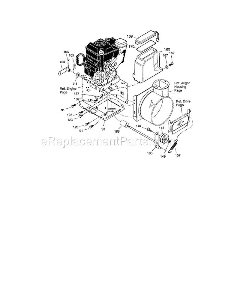 Frame Diagram and Parts List for 536881550  Craftsman Snow Blower