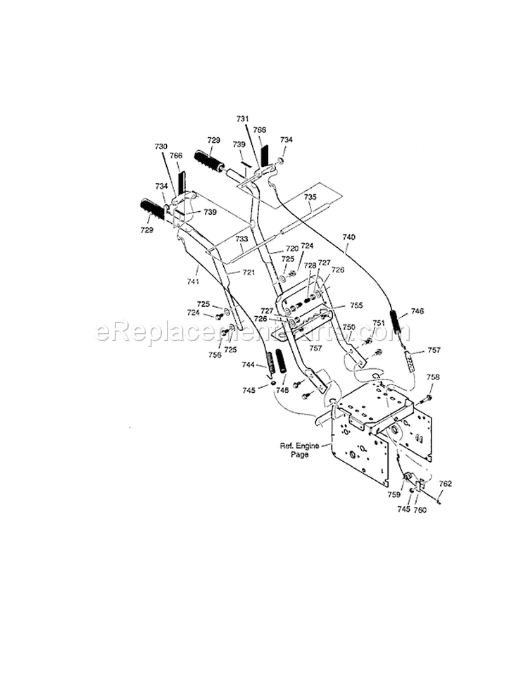 Handle Diagram and Parts List for 536881550  Craftsman Snow Blower