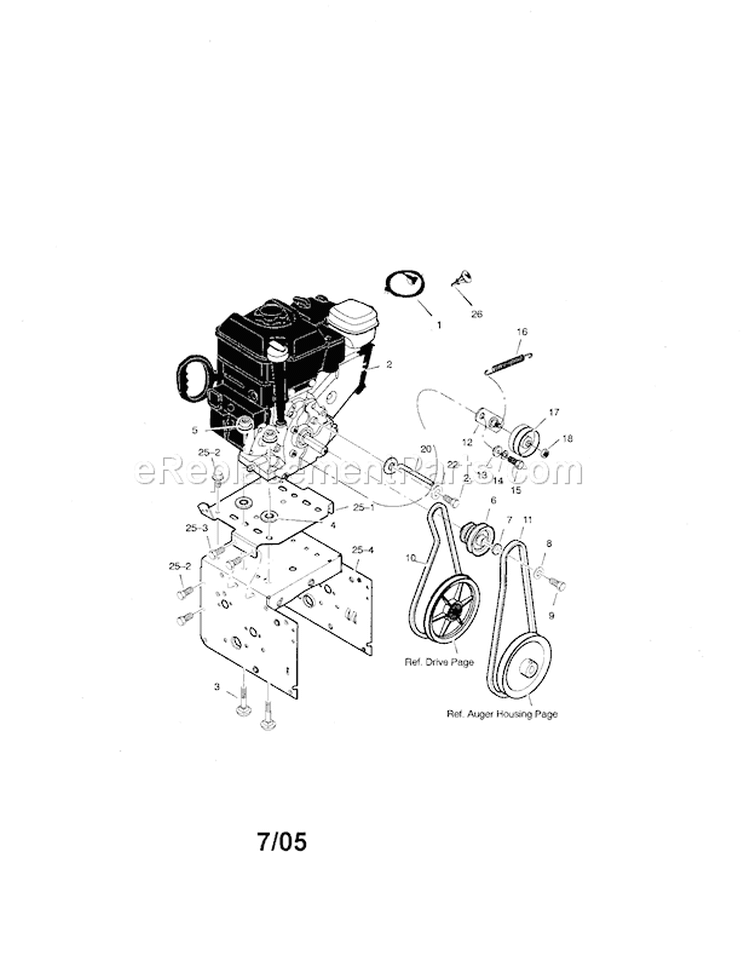 Engine Diagram and Parts List for 536881650  Craftsman Snow Blower