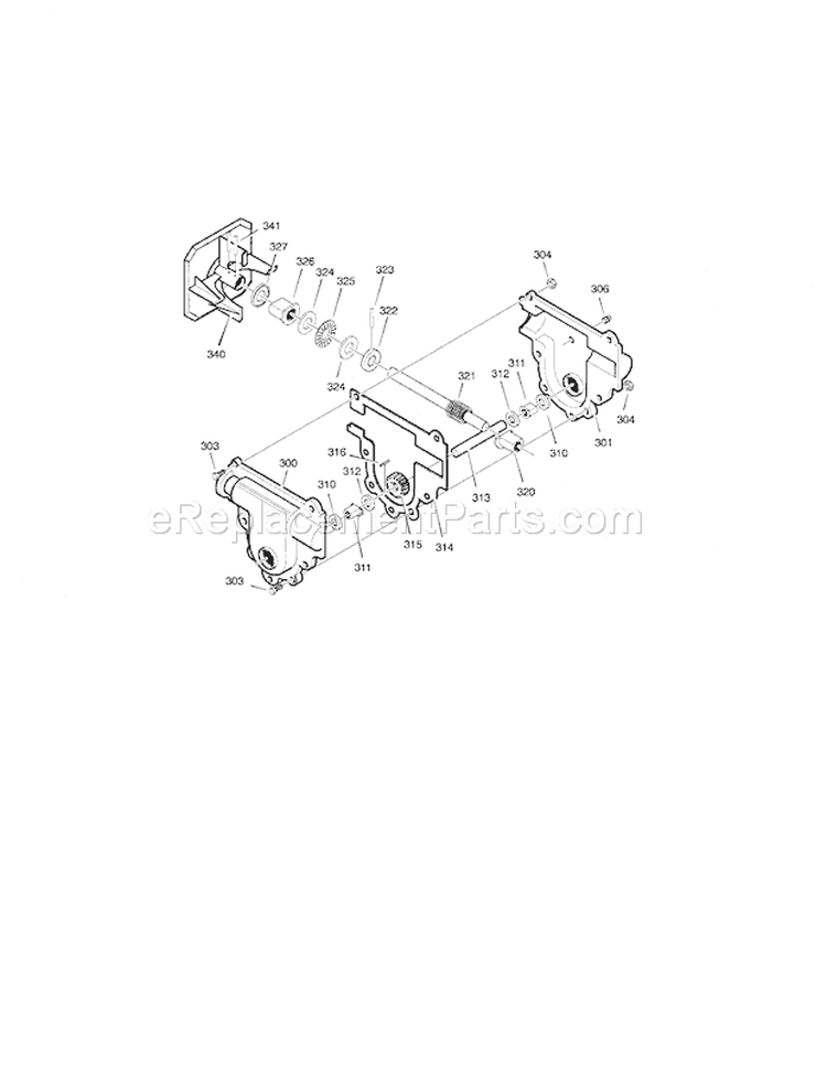 Gearcase Assembly Diagram and Parts List for 536881650  Craftsman Snow Blower