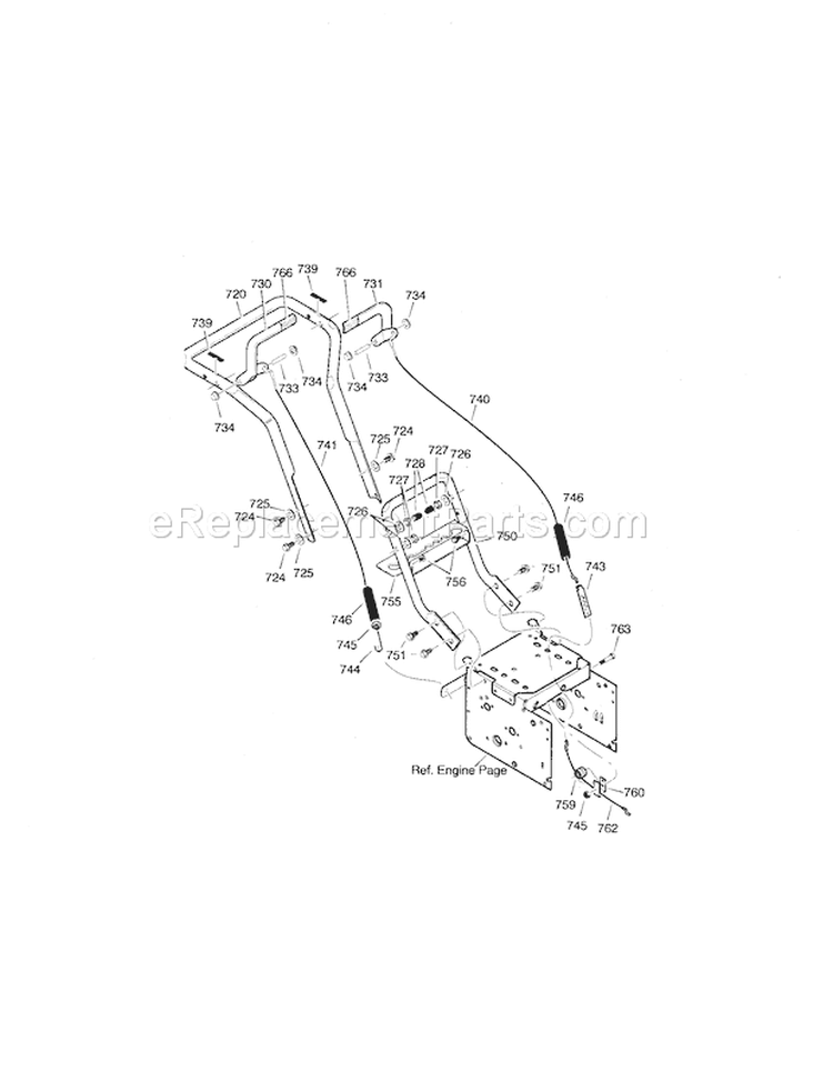 Handle Assembly Diagram and Parts List for 536881650  Craftsman Snow Blower