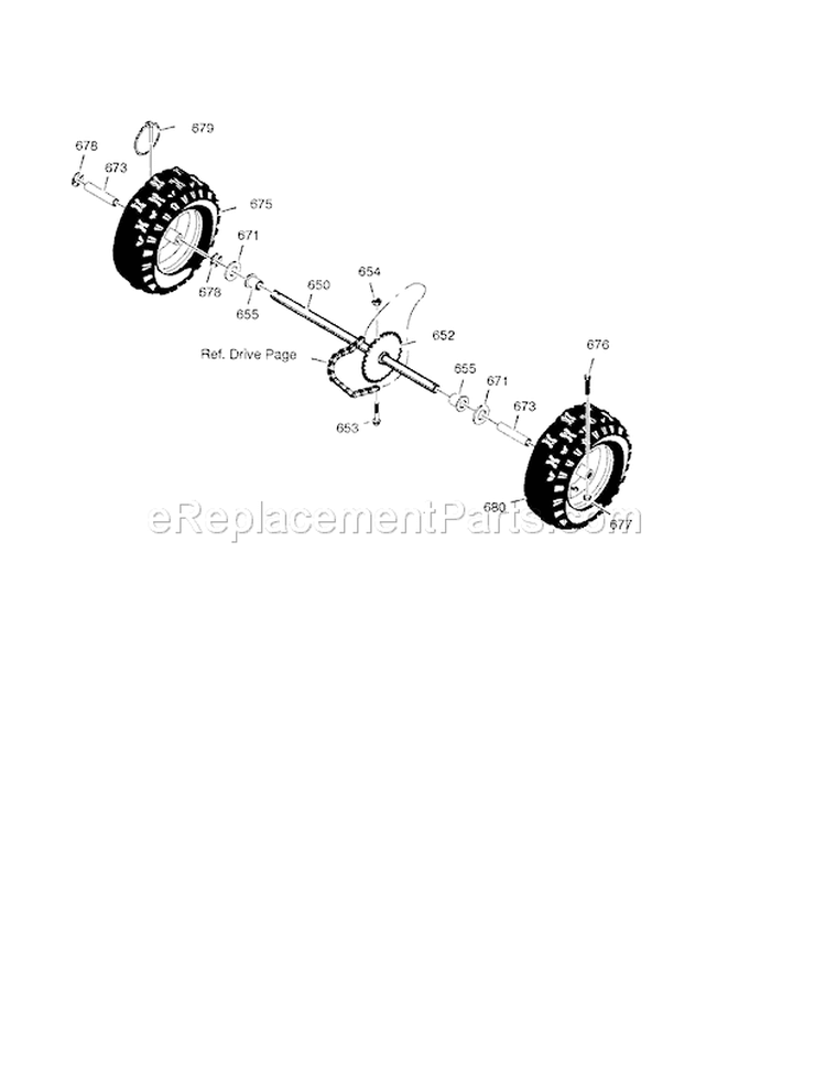 Wheels Diagram and Parts List for 536881651  Craftsman Snow Blower