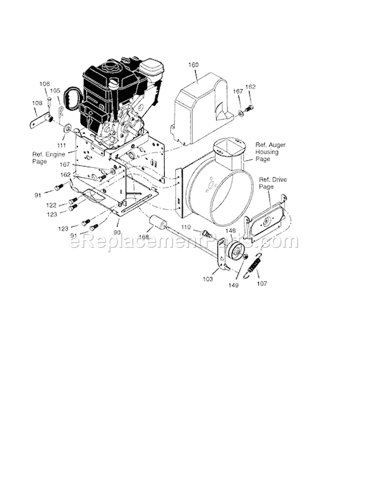 Frame Diagram and Parts List for 536881651  Craftsman Snow Blower